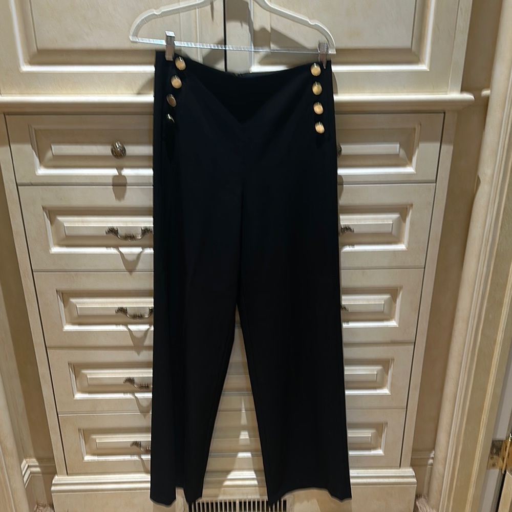 Alice + Olivia a black wide leg sailor pants 8
